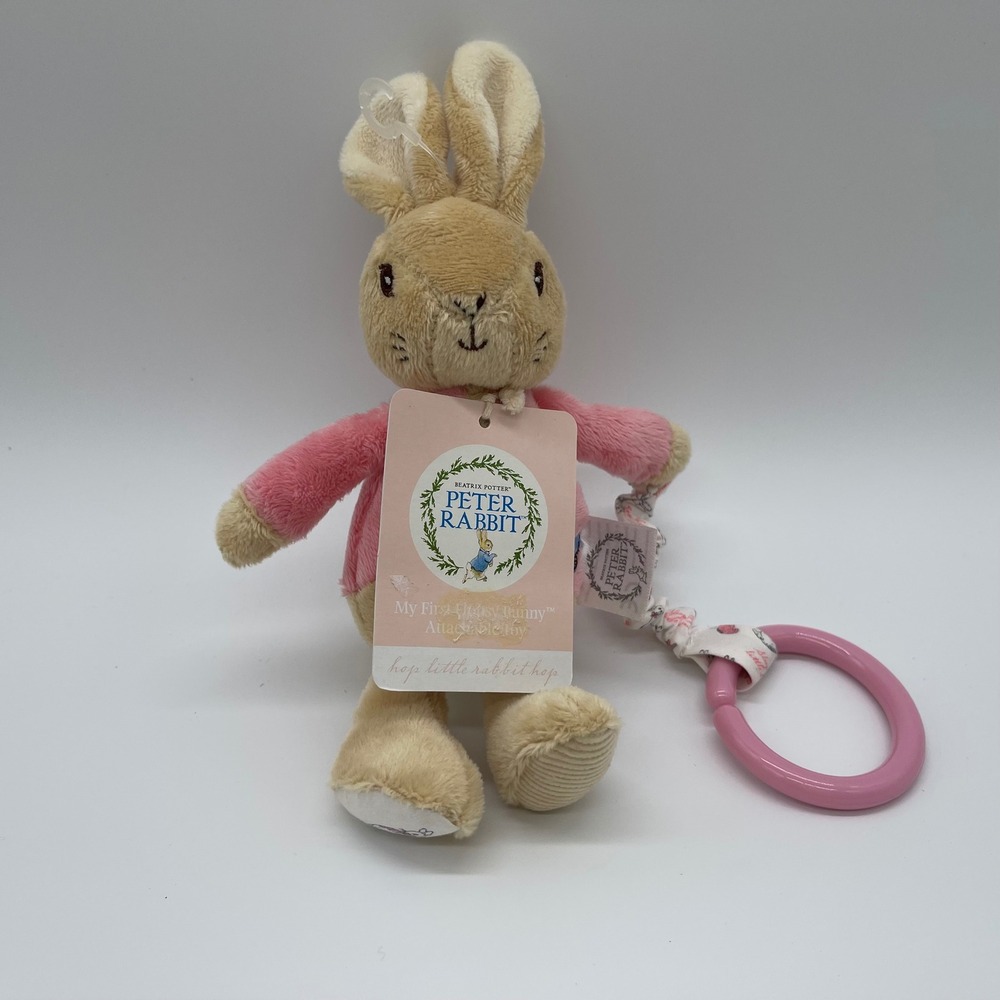 Beatrix Potter My First Flopsy Bunny Attachable Plush Toy Pink Peter Rabbit-NWT